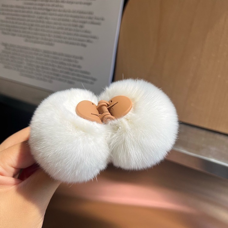 秋冬の真のレッグウサギの毛玉は大きいサイズの毛のヘアピンの後頭部のサメのクリップのヘアピンの髪飾りの新年の爆発金をつかみます。|undefined