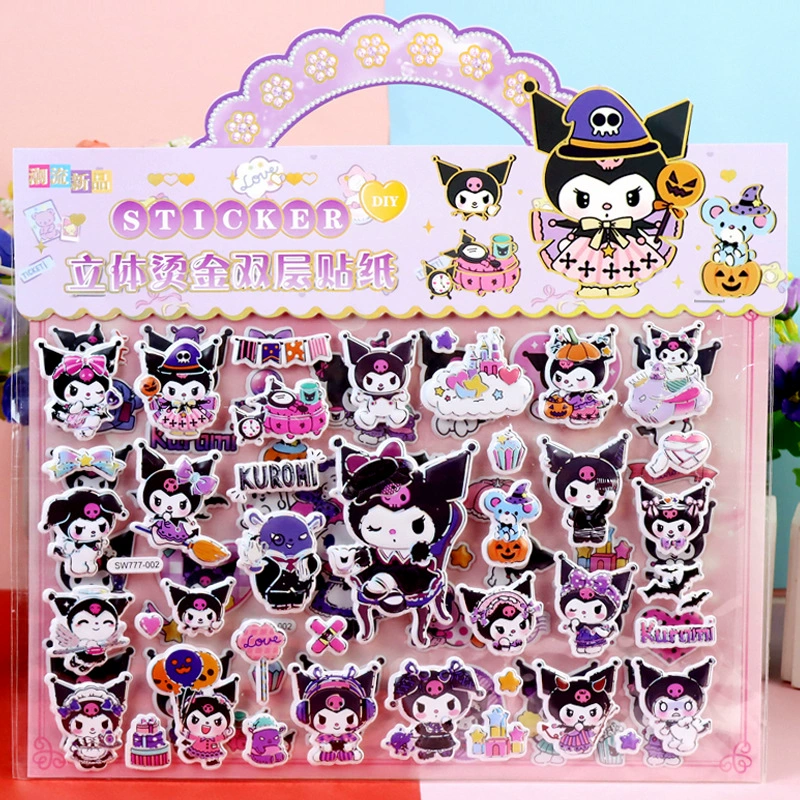 Детские 3D-наклейки с героями мультфильмов: Куроми, Мелоди, Принцессы из Frozen, динозавры, Лабубу, пузырьковые наклейки