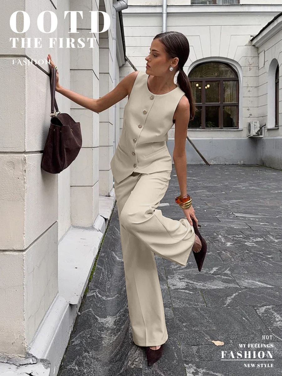 Elegant Women's Pant Suit Set For Summer Commuter Style_voghion.com