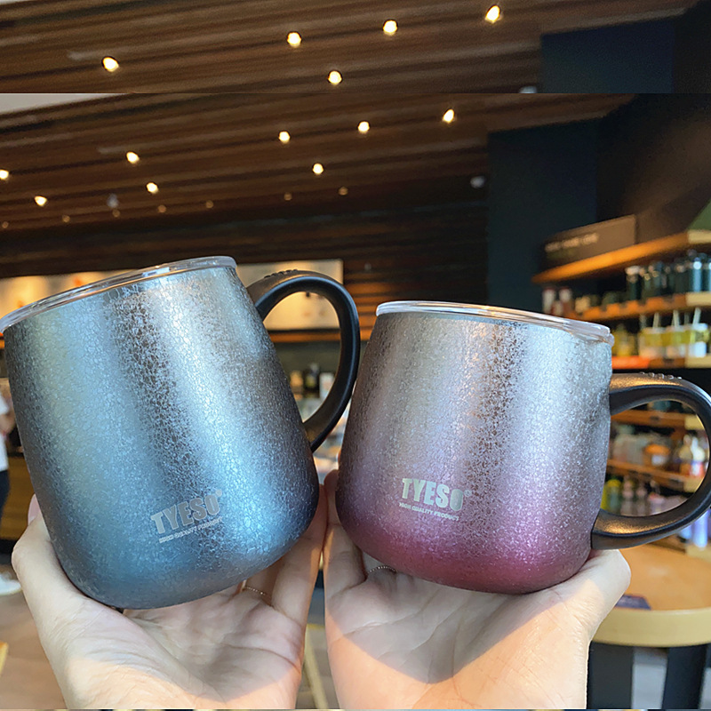 Taishuo Large Capacity Gradient Mug With Lid Men's304 Stainless Steel Coffee Cup Simple Women's Office Water Cup