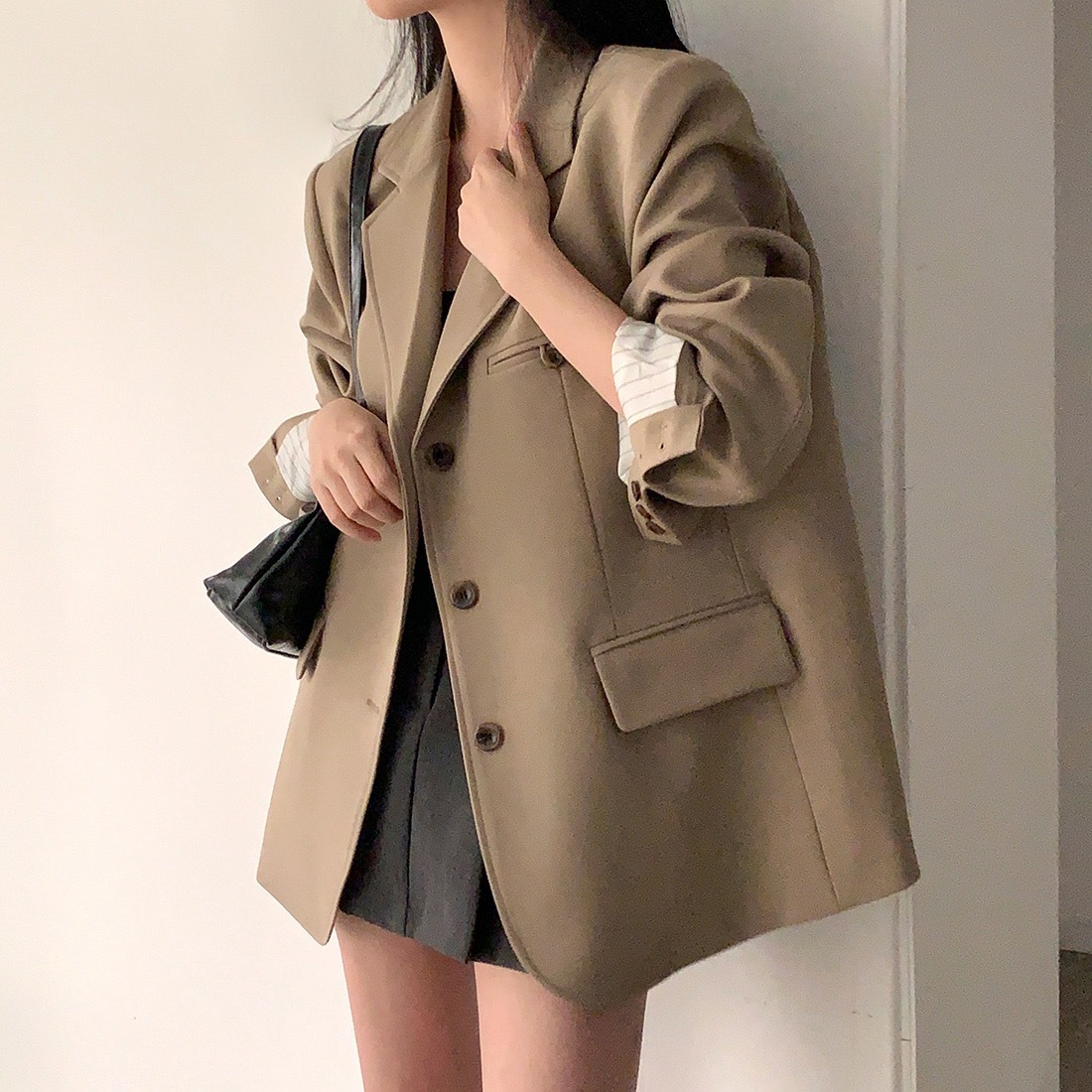 Damen Vintage Blazer Locker Geschnitten Für Frühling Und Alltag_voghion.com
