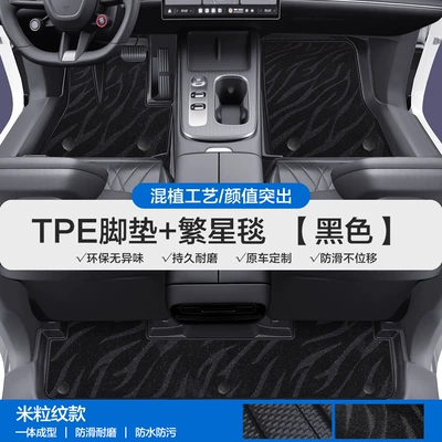 Suitable for Xiaomi Su7 Ultra | Modelə uyğun ayaqaltı - please-leave-a-message-or-note-the-model-year-when-placing-an-order-rice-grain-pattern-tpe-door-sill-mat-black-starry-blanket