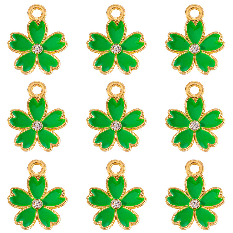 Pendant Jewelry Making Type 20 PCS/Package 14 * 17mm Alloy Rhinestones Flower Polished Pendant