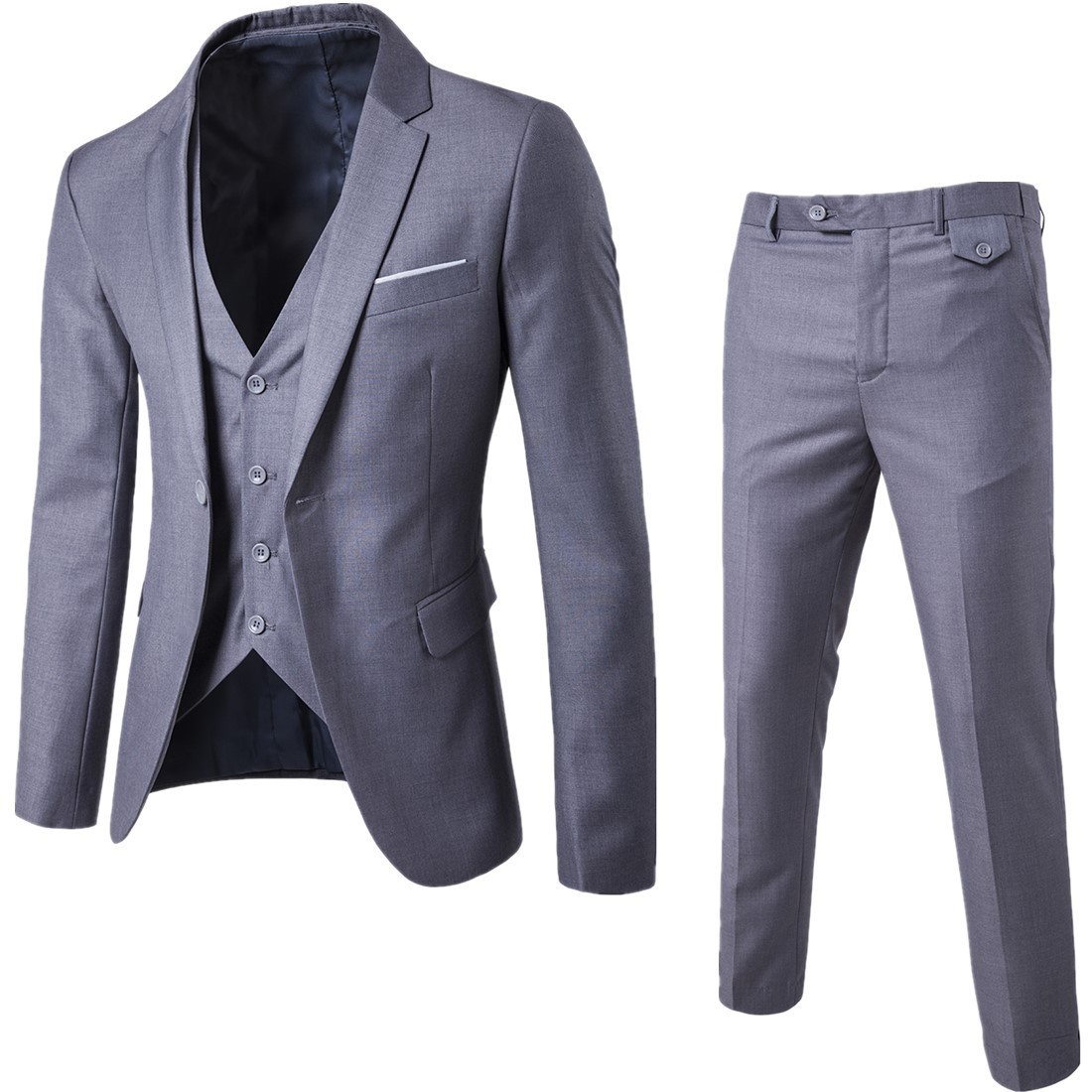Traje de tres piezas casual de negocios de una sola fila de un botón novio mejor traje de hombre traje de estilo coreano pequeño traje slim fit