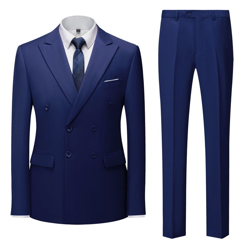 New men's foreign trade double-breasted suit suit men's fashion casual solid color suit two-piece New men's foreign trade double-breasted suit suit men's fashion casual solid color suit two-piece