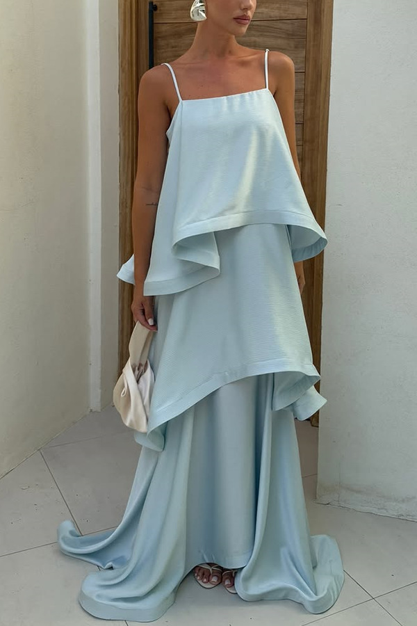 Robe-débardeur en satin pour femme, plusieurs couches, style décontracté et ample, nouveauté printemps-été_voghion.com