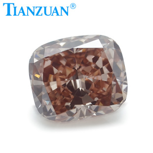 CVD artificial diamond laboratory synthetic cultivation diamond fertilizer square pink brown in stock with certificate
