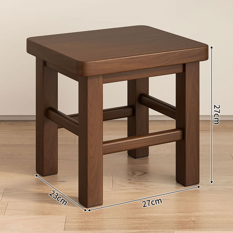 [imported rubber wood, thickened stool surface] walnut color 27cm high - no cracking