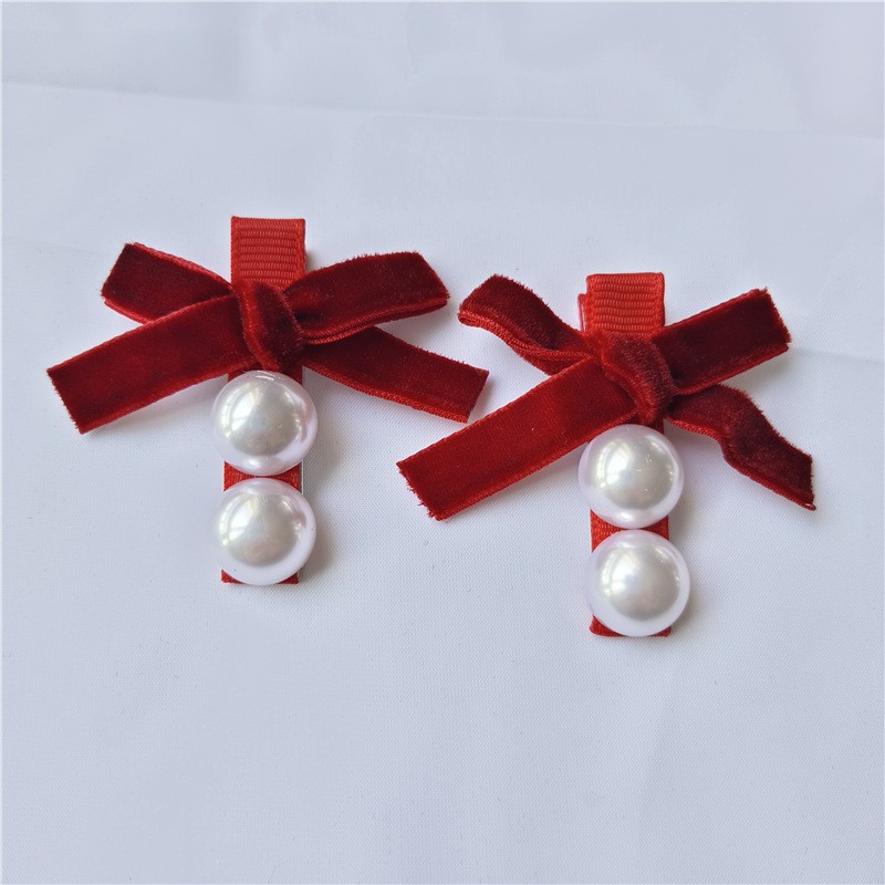 F-018 더블펄나비머리핀 레드 1개