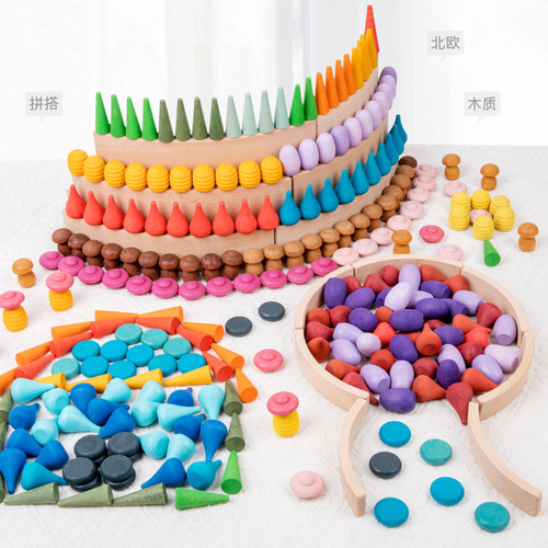 Little cute building blocks 324 pieces nine-square grid storage Waldorf creative building blocks children's educational assembly toys