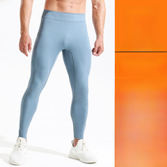 跑步壓縮褲男士瑜伽褲馬拉松高腰運動彈力褲緊身保暖鯊魚長褲九分