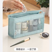 斜纹旅行化妆包家用出差简约时尚化妆品收纳袋网格窗可视化洗漱包