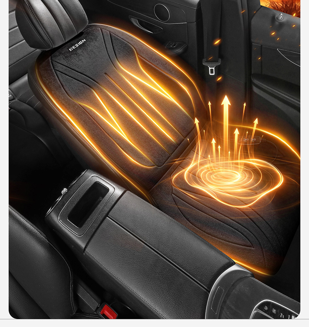 New winter short-pile heated car seat cushion, 12V/24V universal cigarette lighter USB quick-heating car seat pad