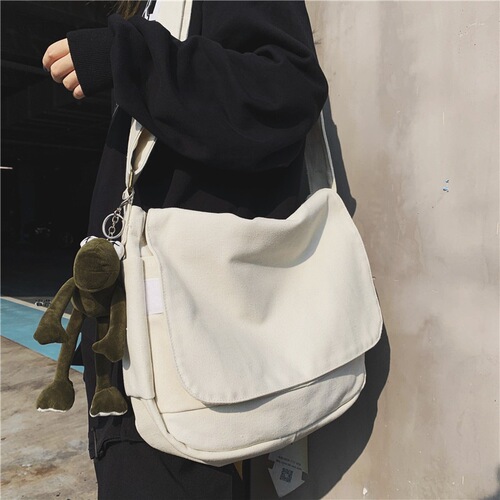 Canvas crossbody bag for men, students, trendy for women, Instagram-style, hip-hop, Japanese casual wear, small crossbody bag, shoulder bag