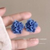 4#Klein blue multi-layered rose earrings