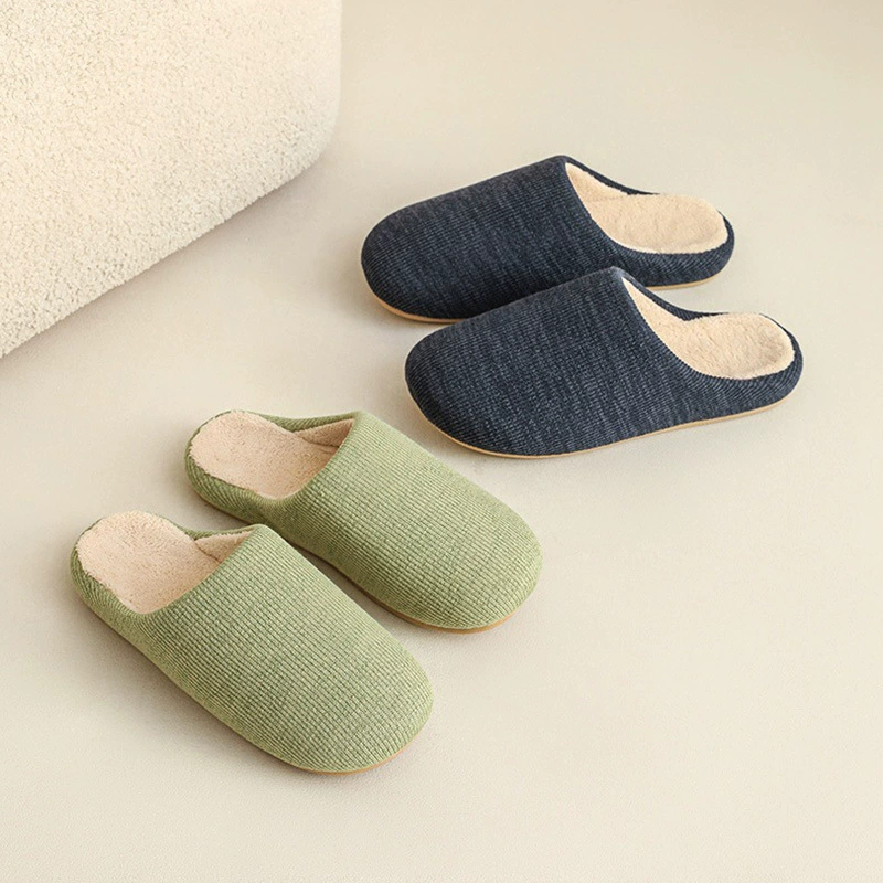 Тихие хлопковые тапочки в японском стиле женские осенние и зимние теплые в помещении