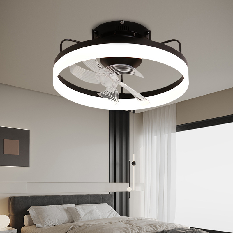 Lámpara Ventilador de Techo Giratorio Acrílico Silencioso con Control por App para Dormitorio