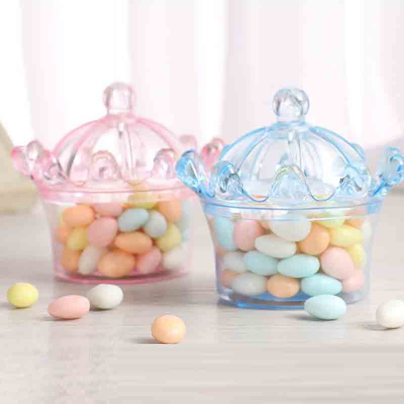 桌面美妆蛋收纳盒皇冠型糖果盒皮筋饰品盒透明塑料盒喜糖盒饼干盒