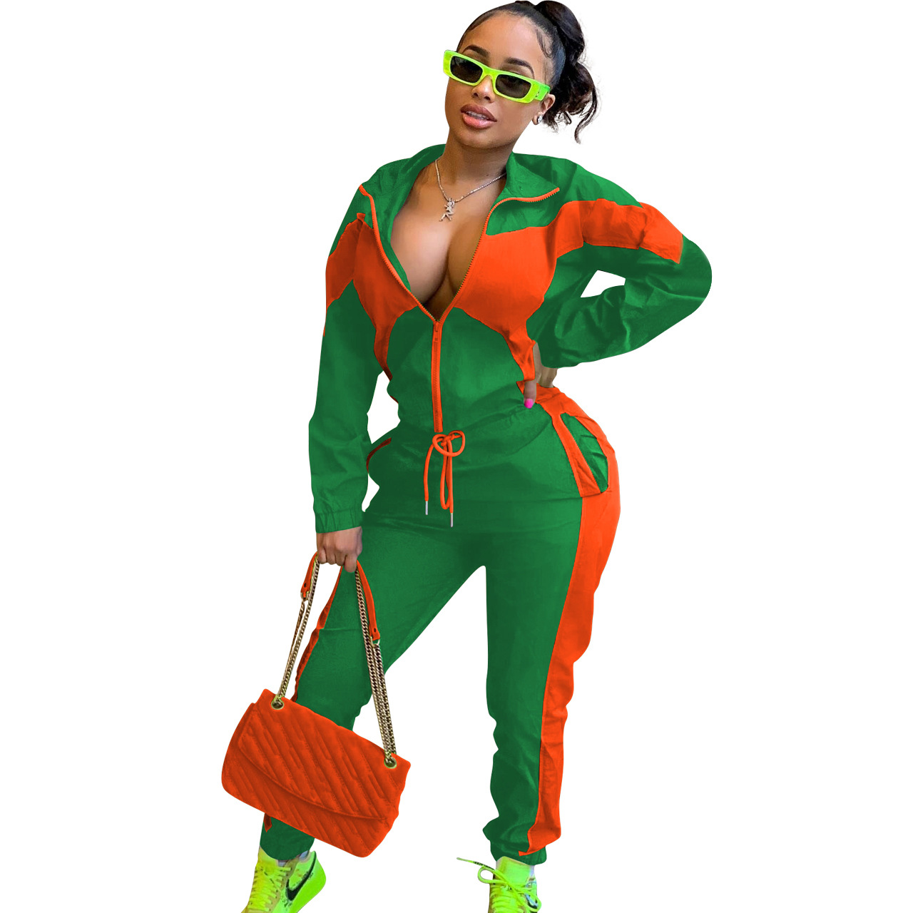 364g Weight Long Sleeve Sleeve Length Polyester Fabric Type Pant Co-ord Set Sets Type 2 Pieces Set Quantity Daily Occasion Turndown Neckline Regular Fit Fit Type Color Block Pattern Spring, Autumn Season Women's Gender Casual, Streetwear Style Daily Women's Casual Streetwear Color Block Polyester Pant Co-ord Set Pants Sets 37