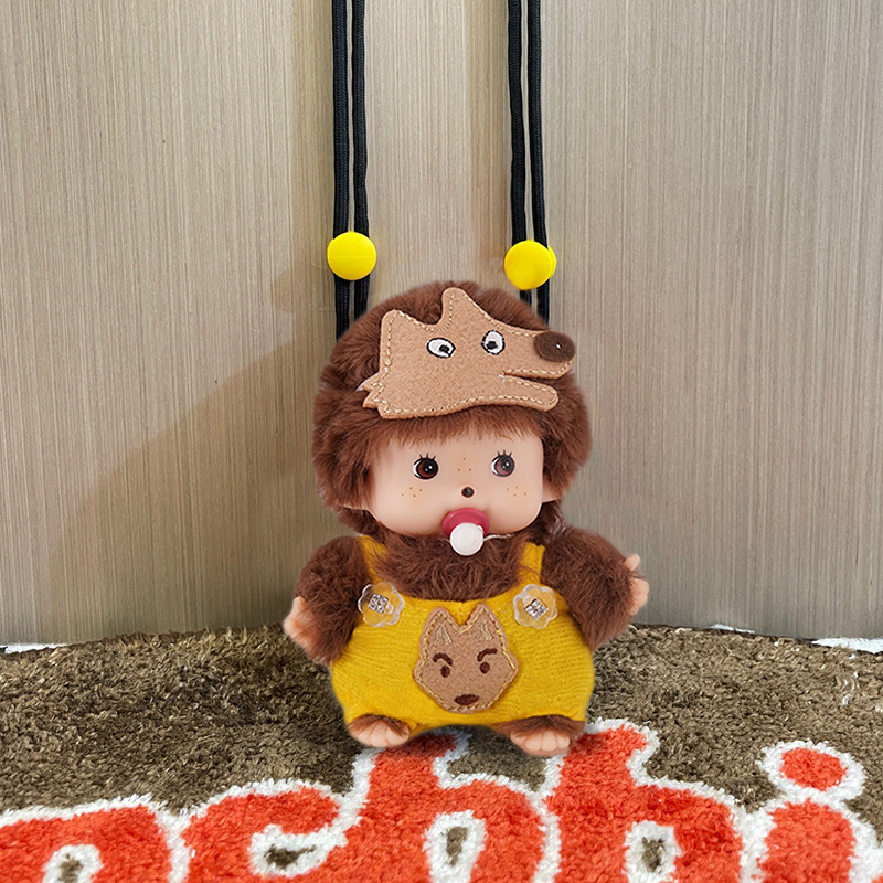 モンキーチェリー ぬいぐるみ かわいい 韓国風 クロスボディ 携帯電話バッククリップ 人形 携帯電話ケース ストラップ付き|undefined