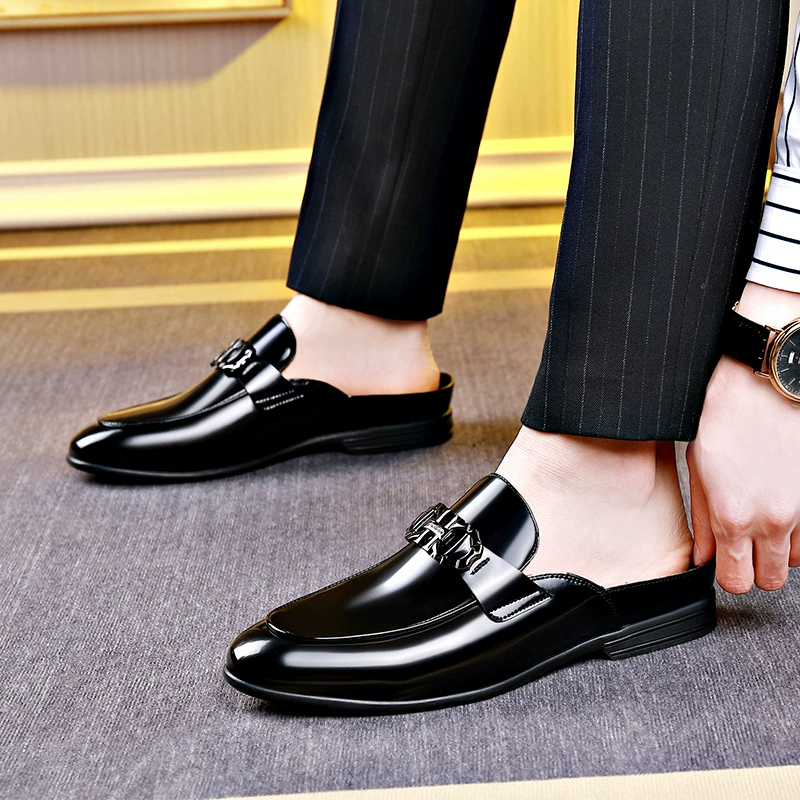Мужские Slip-on loafer из натуральной кожи, летние босоножки-тапочки, черные, размеры 38–44