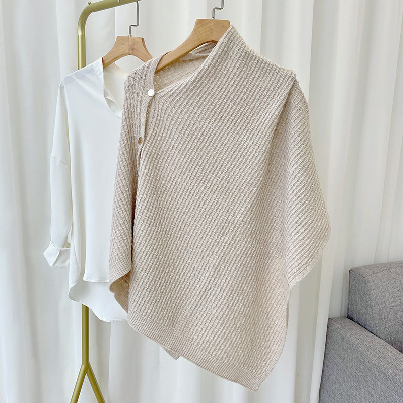[Light Khaki] Metal Buckle Shawl