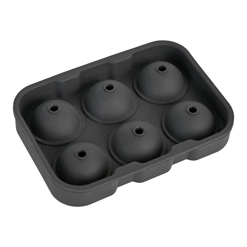 En stock 4 hoyos de 6 hoyos de silicona molde de hockey sobre hielo hogar bola grande molde de cubo de hielo whisky redondo caja de hielo congelado rápido