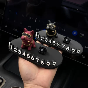 Creative French Bulldog Car License Plate, Temporary Parking Sign, Car Moving Phone Number Plate, Cute Car Decoration for Women