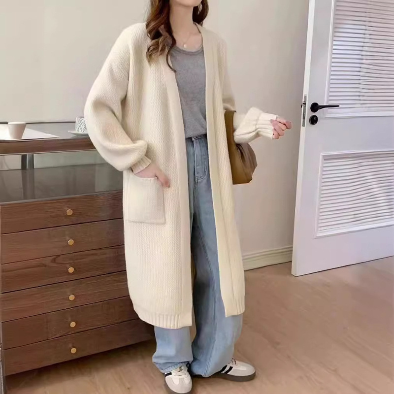 여성용 니트 가디건 스웨터 2026 가을 겨울 신상 레이지 스타일 루즈핏 단색 다용도 니트 탑 긴팔