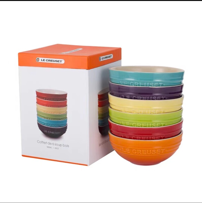 Round Ceramic Noodle Bowl Macaron Set Rice Bowl Kitchen Household Gift Box Bowl and Chopsticks Ceramic Set
