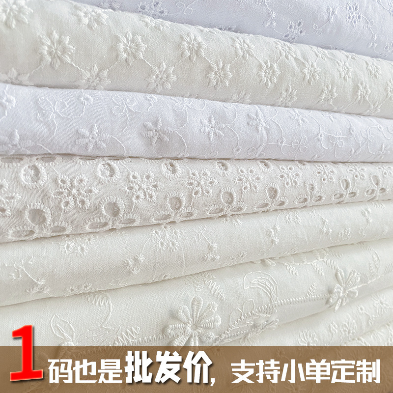 Lace Fabric, Cotton Cut Out Embroidered Fabric, Cotton Thread, Bilateral Stereo Embroider Clothing Dress, Pure Cotton Embroidered Fabric