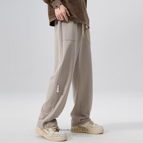 Men's High Street Fashion Ins Trend Brand Design Sensory Minority 9/10 Length Straight Leg Casual Pants Spring Summer Trend Korean Version