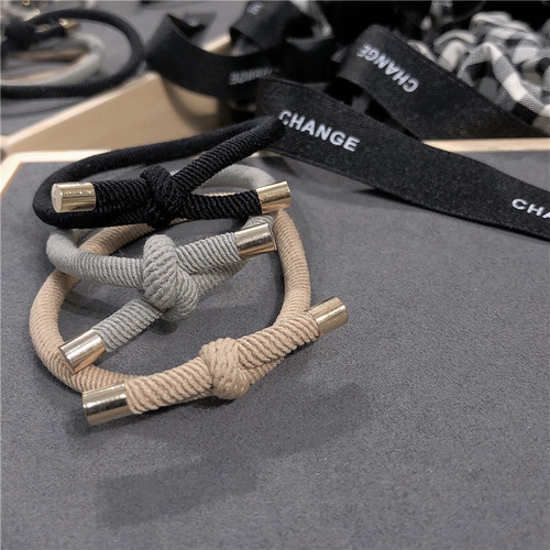 Korean Version Korean Personality Knot Metal Head Fresh Simple Rubber Band Hair Tie for Women Braiding Hair Accessory Wholesale