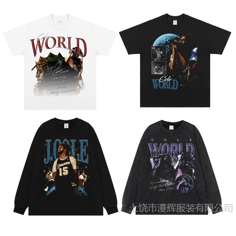 J. Cole Lamar Cole Rap retro americano pesado tendencia de manga larga fondo hip hop costa oeste