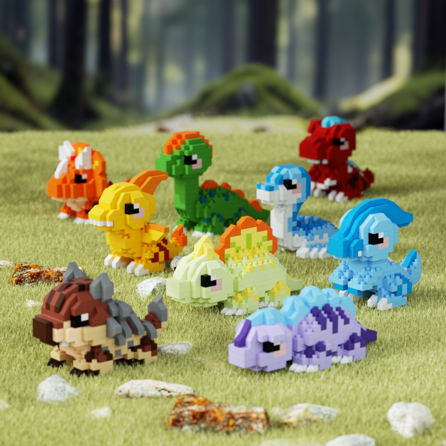 Compatible con Lego Dinosaur Tyrannosaurus Rex Muñeca de dibujos animados Bloques de construcción Adornos de montaje Juguetes educativos para niños Regalos para niños y niñas