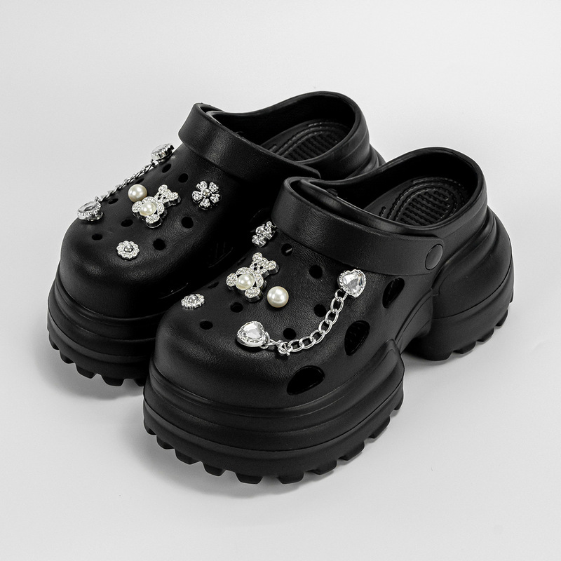 EVA 10cm High-heeled silver Bear Hole Shoes Women's Foreign Trade Summer New Lightweight Sandals