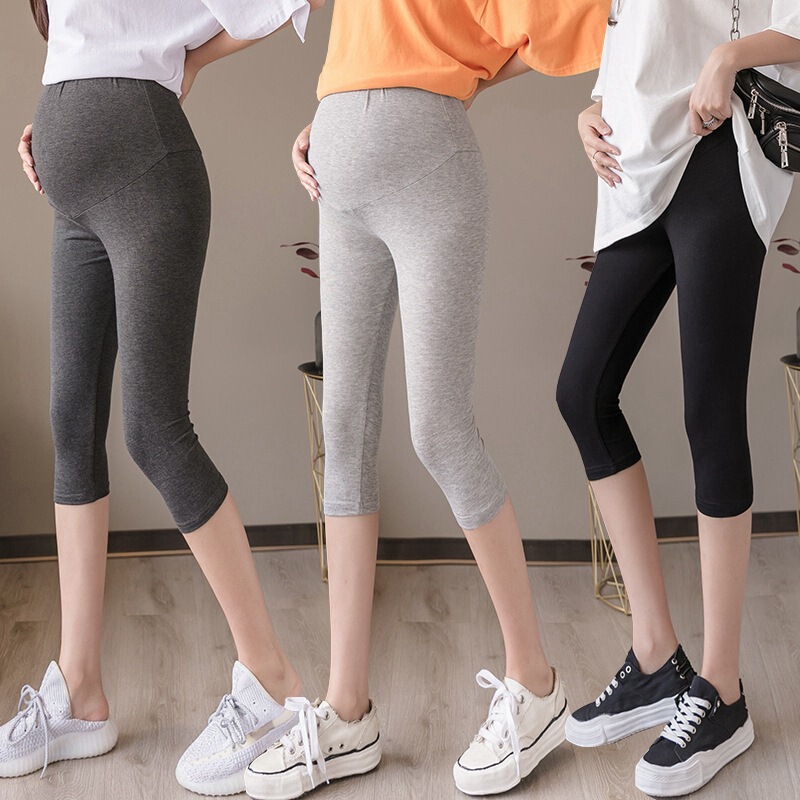 Pregnant women's pants spring and autumn medium trousers cat leggings pregnant women's belly support pants stretch 7-point pants small trousers source Pregnant women's pants spring and autumn medium trousers cat leggings pregnant women's belly support pants stretch 7-point pants small trousers source