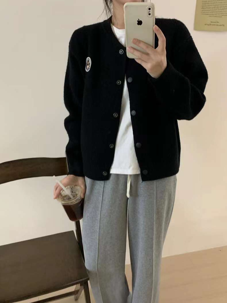 24 invierno Puyuan suave pegajoso oso bordado suéter chaqueta de béisbol mujer 2024 otoño invierno redondo