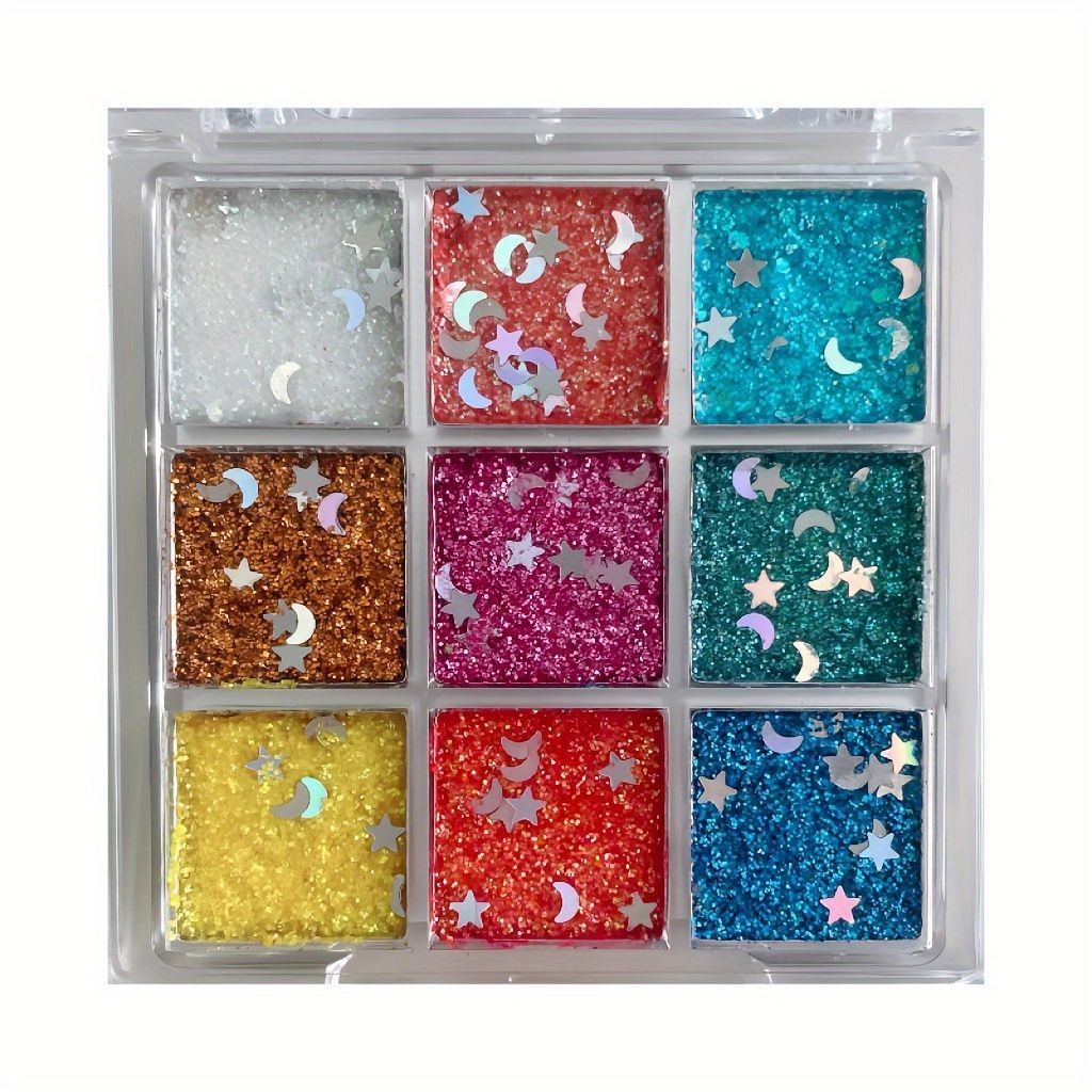 Palo de sombras de ojos de nueve colores con lentejuelas Capel, palé de sombras de ojos de comercio exterior transfronterizo barato, día de los niños