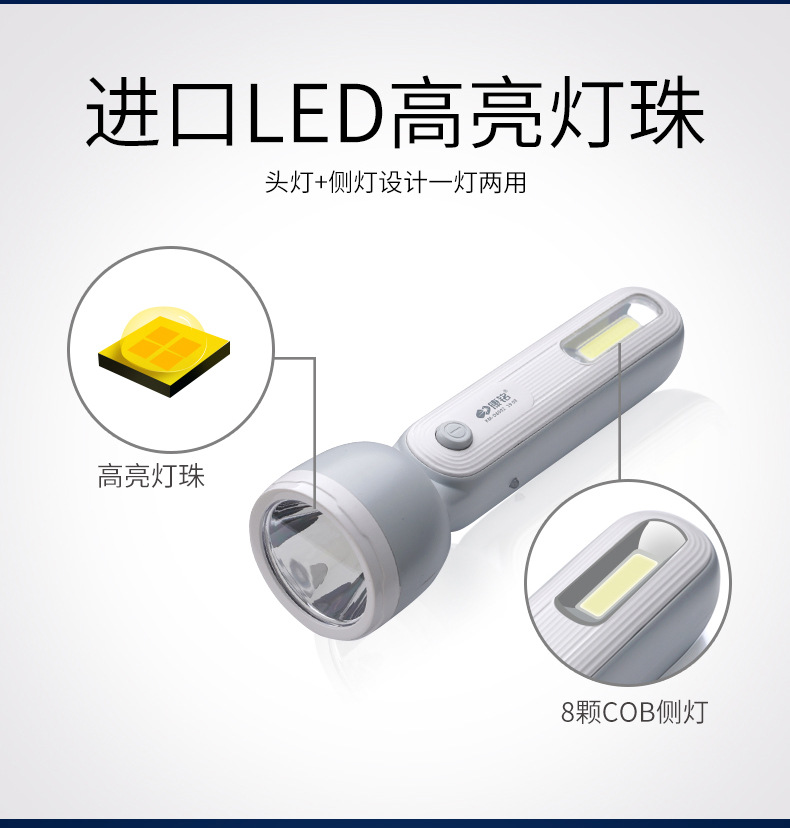 Kang Ming multifunctional LED flashlight super bright lighting lithium battery charging USB cross-border foreign trade gifts strong light KM-D8002