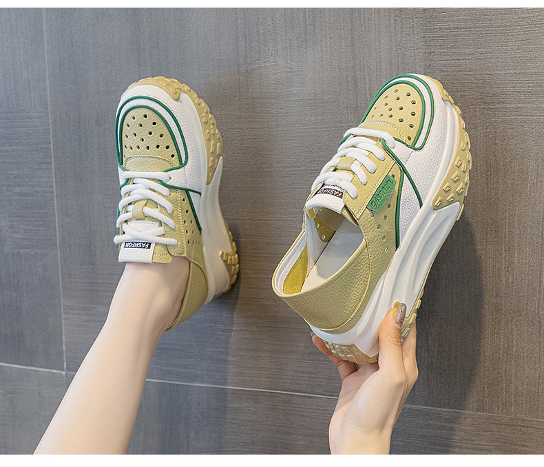 Giày sneaker nữ da thật đế dày phong cách thể thao tăng chiều cao, có thể xỏ như dép, mẫu hè 2026 — M2328 màu tím, M2328 màu đen, M2328 Màu Đỏ, M2328 màu xanh lá chi tiết 23