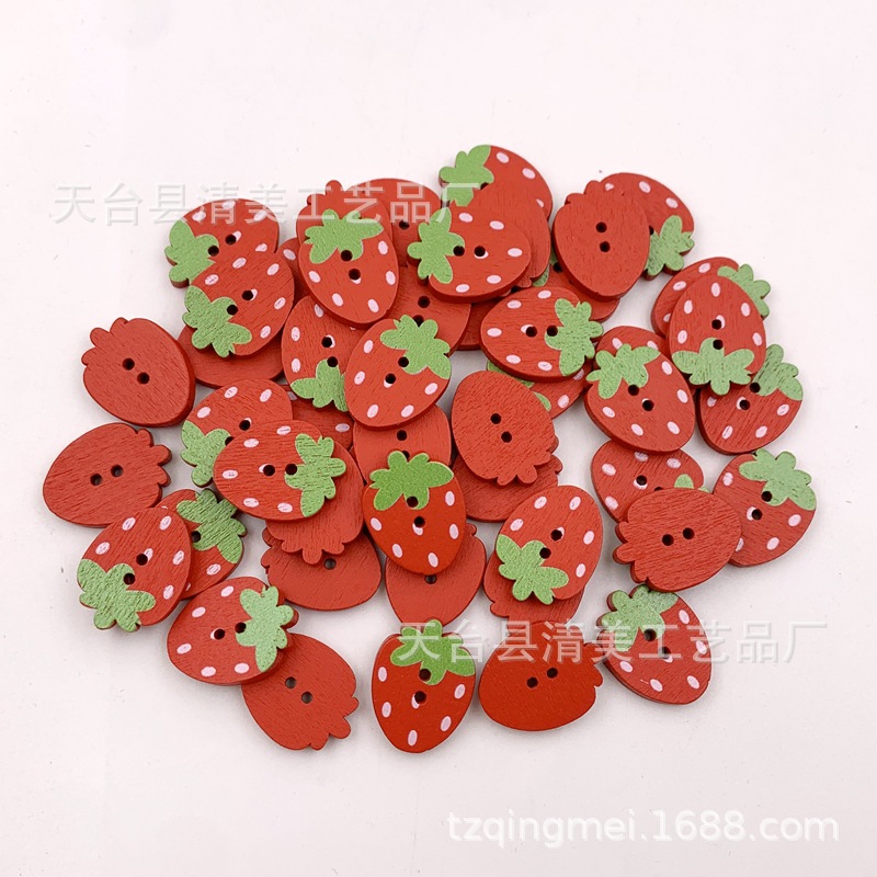 17*23mm rojo fresa forma de madera hebilla con espesor del Agujero 4mm ropa para niños hebilla 50 unidades un paquete
