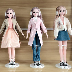 60cm 3-point multi-jointed princess 22-inch dress-up doll denim costume bjd clothes suit girl fat baby accessories