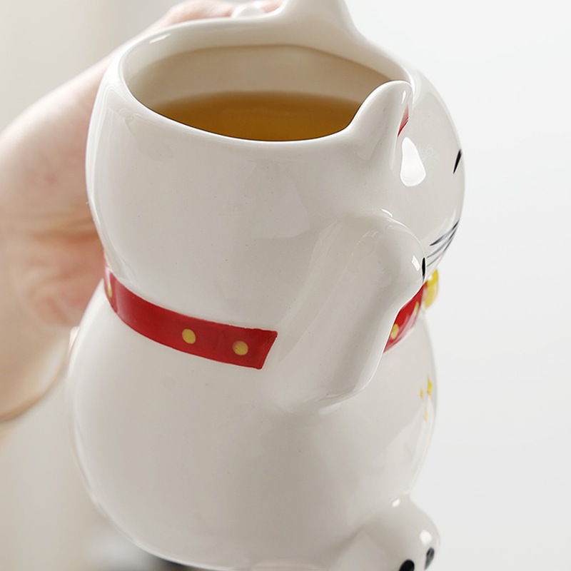 Taza de gato de la suerte de dibujos animados blanco y negro cuidadosamente seleccionada Taza de cerámica linda creativa Taza de gato Taza de agua Festival de fantasmas de Halloween Café