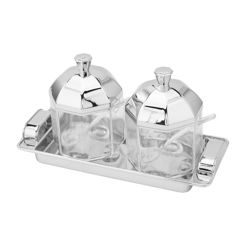 Nuevo acrílico galvanizado condimento caja caja de caja de almacenamiento de cocina combinación doméstica condimento botella condimento lata