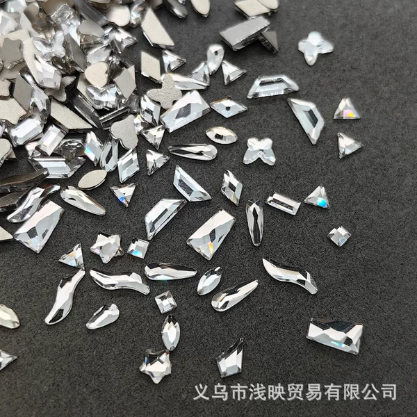 Mini Flat Special-shaped Diamond Nail Art Jewelry White Ice through Nail Diamond Wear Diy Decoration Accessories Wholesale
