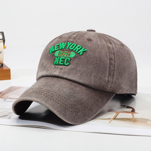 Baseball cap Korean version, water-washed cotton soft-topped hat, all-season unisex embroidered American letter bucket hat, cross-border in-stock