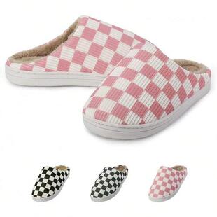 N 63227 Checkered Pattern Slippers ��P������Ь