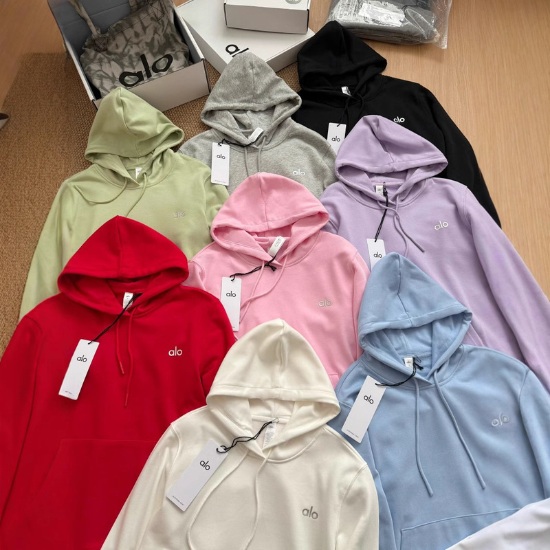 25 Spring New Sports Hooded Terry Sweatshirt Fitness Loose Casual Top Eight Colors for Women