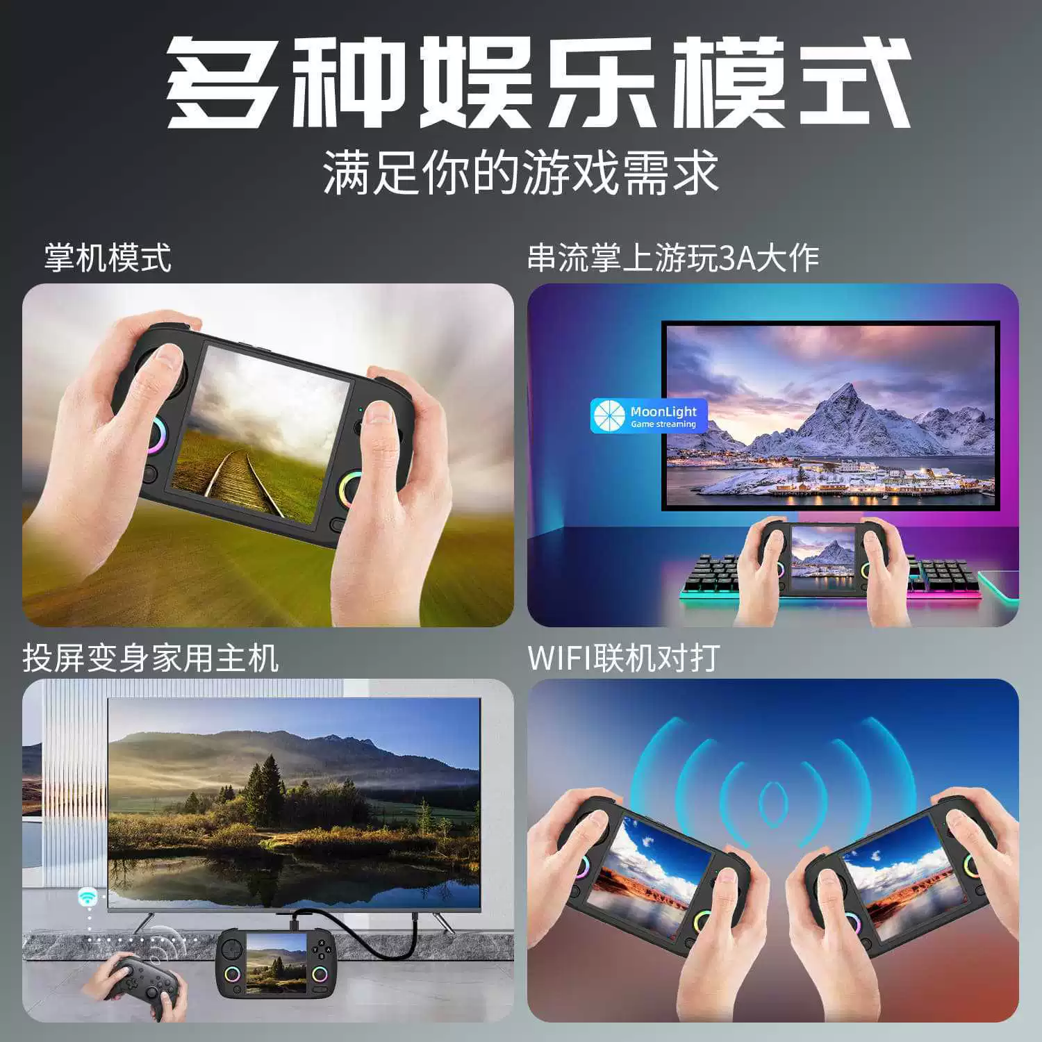 Портативная игровая приставка AMPOWN RG CubeXX, удобная, подключение HDMI к ТВ, подключение контроллера и Wi‑Fi для игр